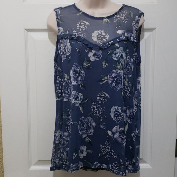Apt. 9 Women’s Small Blue Floral Sleeveless Top - Picture 1 of 3